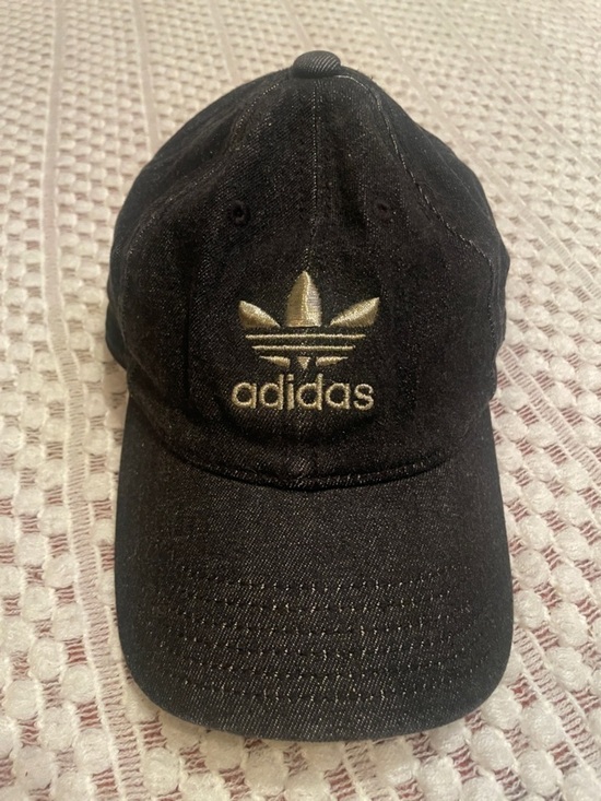 adidas Accessories - Adidas Trefoil Hat Black Denim Gold Logo Baseball Cap Adjustable Streetwear